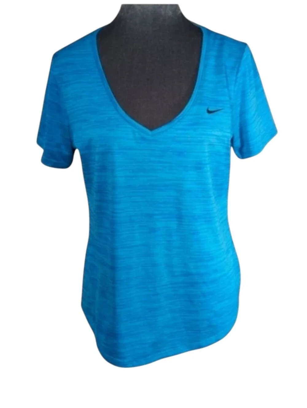 Nike Blue Space Dye Dri Fit V-Neck Shirt Size Medium